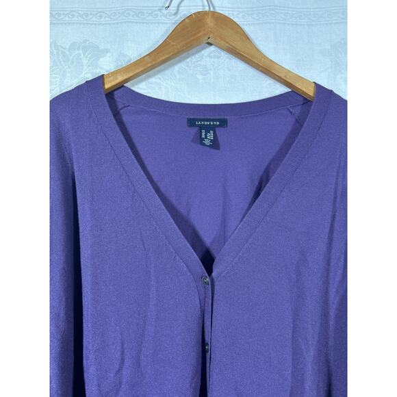 Lands End Cardigan Sweater 5X Purple Classic - Picture 4 of 7